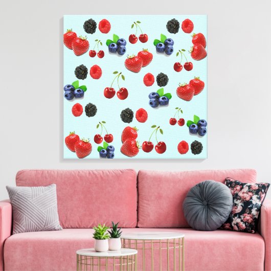 Aardbeien braam canvas afdruk (Insitu (Woonkamer))