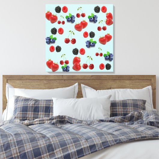 Aardbeien braam canvas afdruk (Insitu (Slaapkamer))
