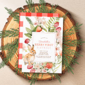 Aardbeien & Bunny Berry Eerste 1e Verjaardag Kaart