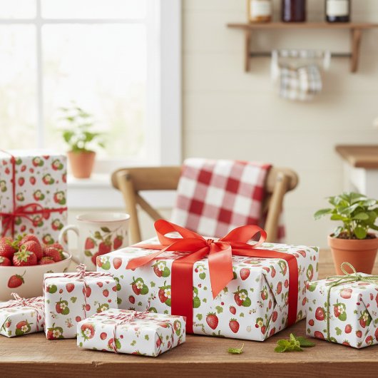 Aardbeien Cadeaupapier
