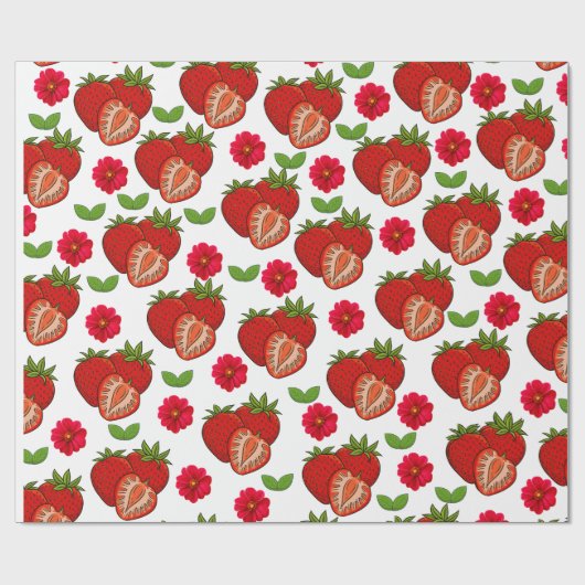 Aardbeien cadeaupapier (Vlak)
