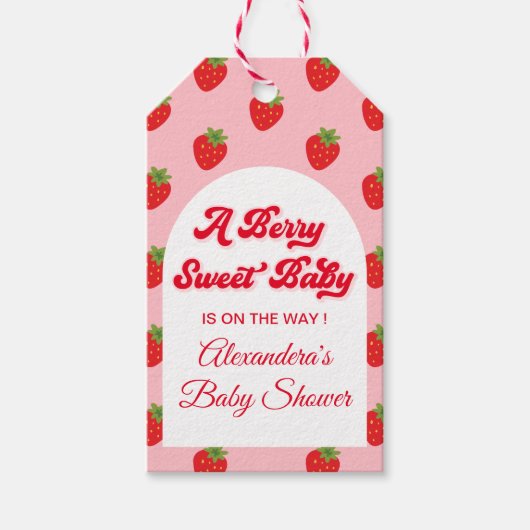 Aardbeien cadeautje voor babyshower cadeaulabel (Voorkant)