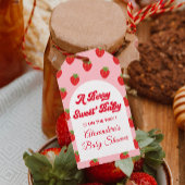 Aardbeien cadeautje voor babyshower cadeaulabel