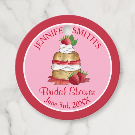 Aardbeien Cake Shortcake Bruids Bruiloft Verjaarda Bedankjes Labels (Voorkant)