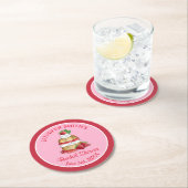 Aardbeien Cake Shortcake Bruids Bruiloft Verjaarda Ronde Kartonnen Onderzetter (Insitu)