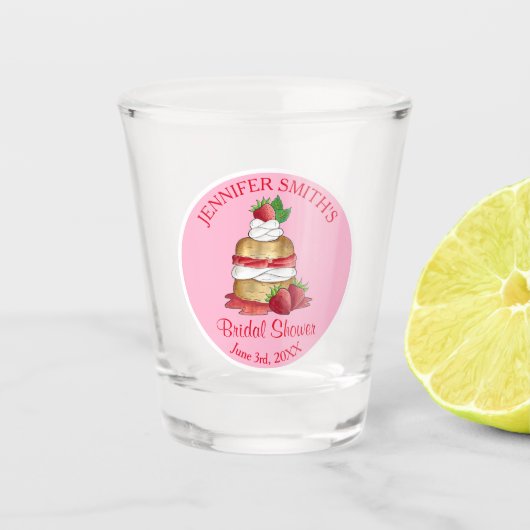 Aardbeien Cake Shortcake Bruids Bruiloft Verjaarda Shot Glas (Voorkant)