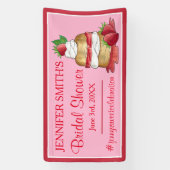 Aardbeien Cake Shortcake Bruids Bruiloft Verjaarda Spandoek (Verticaal)