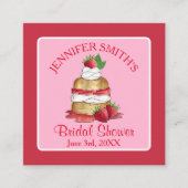 Aardbeien Cake Shortcake Bruidsdiner Verjaardag Informatiekaartje (Voorkant)