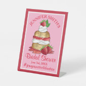 Aardbeien Cake Shortcake Bruidsdiner Verjaardag Reclamebord Met Voetstuk (Voorkant)