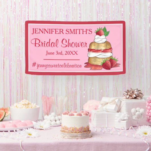Aardbeien Cake Shortcake Bruidsfeest Verjaardag Spandoek (Feest)