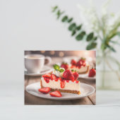 Aardbeien Cheesecake Briefkaart (Staand voorkant)