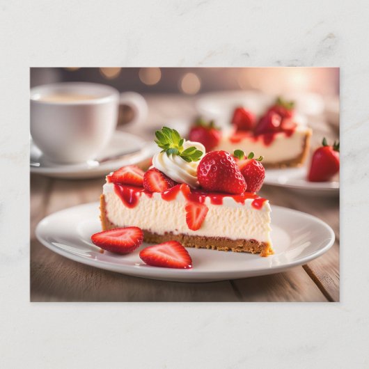 Aardbeien Cheesecake Briefkaart (Voorkant)