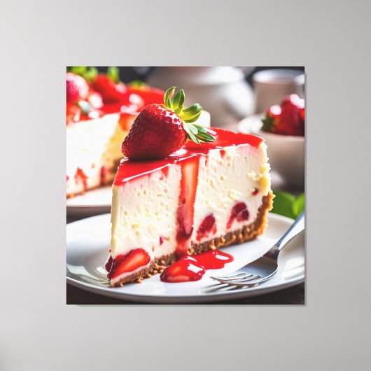 Aardbeien Cheesecake Canvas Afdruk (Voorkant)