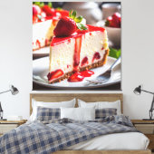 Aardbeien Cheesecake Canvas Afdruk (Insitu (Slaapkamer))