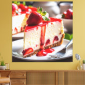 Aardbeien Cheesecake Canvas Afdruk (Insitu (Woonkamer))
