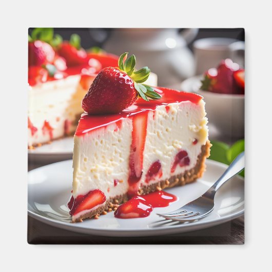 Aardbeien Cheesecake Magneet (Voorkant)