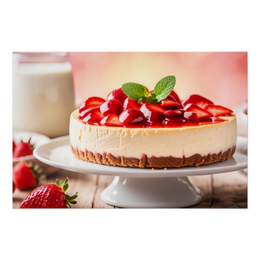 Aardbeien Cheesecake Perfect Poster (Voorkant)