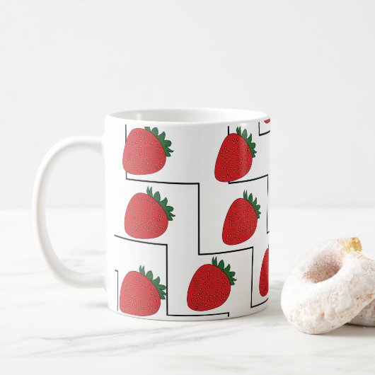 Aardbeien Chevron Strepen Koffiemok (Met donut)