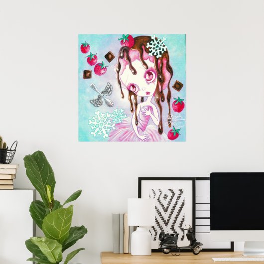 Aardbeien Chocolade Ice Cream Faerie Poster (Thuiskantoor)