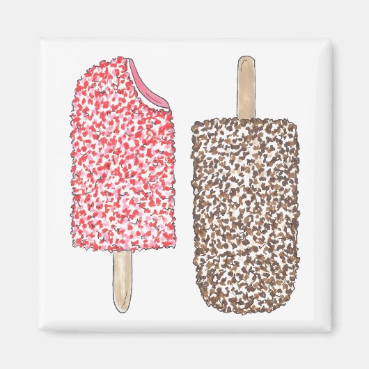 Aardbeien Chocolade Ice Cream Popsicles Kitchen Magneet (Voorkant)