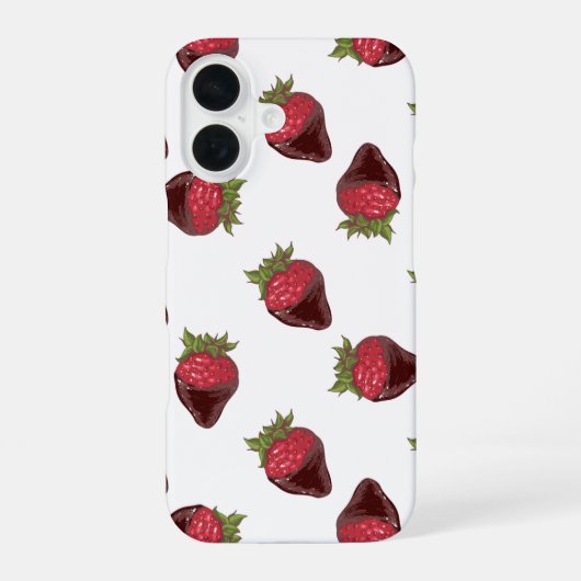 Aardbeien Chocolade iPhone 16 Hoesje (Achterkant)