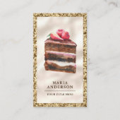 Aardbeien Chocolate Cake Slice Pastry Chef Bakery Visitekaartje (Voorkant)