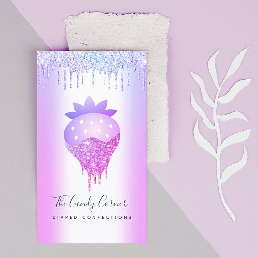 Aardbeien Chocolate Confection Paarse Drives Visitekaartje