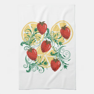 Aardbeien Citroen Barokke Zomer Keukenhanddoek