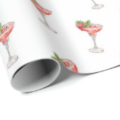 Aardbeien Cocktail Dranken Bruidsfeest Cadeaupapier (Rol Hoek)