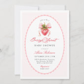 Aardbeien Coquette Baby Shower Uitnodiging (Voorkant)