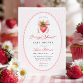 Aardbeien Coquette Baby Shower Uitnodiging