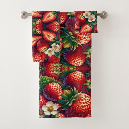 Aardbeien Cottagecore Bad Handdoek (Insitu)