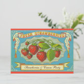 Aardbeien & Cream Party Kaart (Staand voorkant)