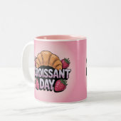 Aardbeien Croissant Dag Roze Mok (Voorkant links)