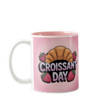 Aardbeien Croissant Dag Roze Mok