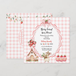 Aardbeien Cupcake Muis Baby Shower Uitnodiging