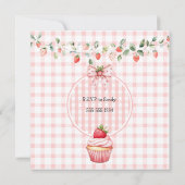 Aardbeien Cupcake Muis Baby Shower Uitnodiging (Achterkant)
