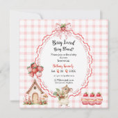 Aardbeien Cupcake Muis Baby Shower Uitnodiging (Voorkant)