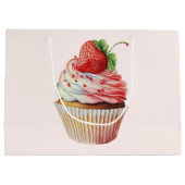 Aardbeien Cupcake Zoete Dessert Groot Cadeauzakje (Achterkant)