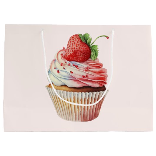 Aardbeien Cupcake Zoete Dessert Groot Cadeauzakje (Achterkant)