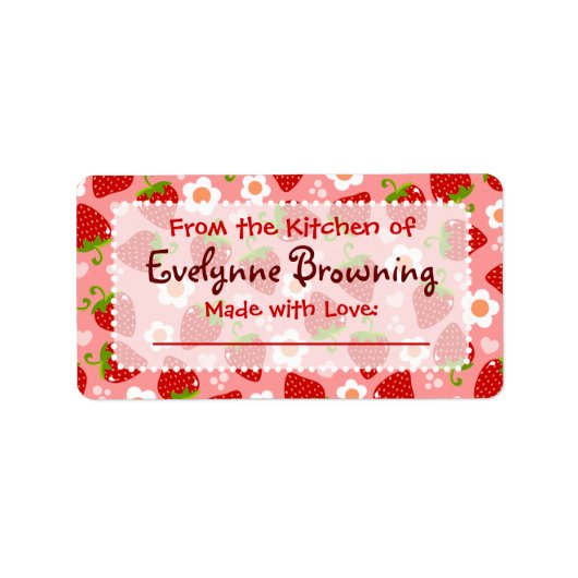 Aardbeien Custom Inblikken / Jar Labels (Voorkant)