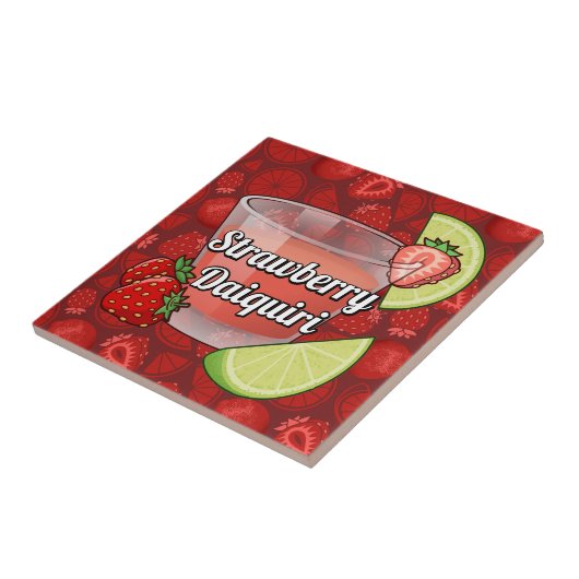 Aardbeien Daiquiri Cocktail Tegeltje (Zijkant)