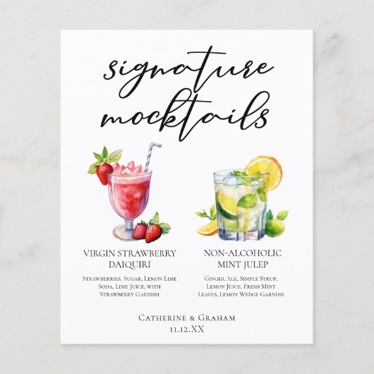 Aardbeien Daiquiri Mint Julep Mocktails Menu (Voorkant)