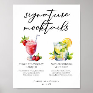 Aardbeien Daiquiri Mint Julep Mocktails Menu Poster