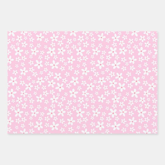 Aardbeien Daisies Patroon roze rood Inpakpapier Vel (Voorkant 2)
