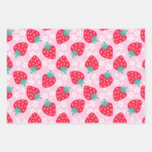 Aardbeien Daisies Patroon roze rood Inpakpapier Vel (Voorkant)