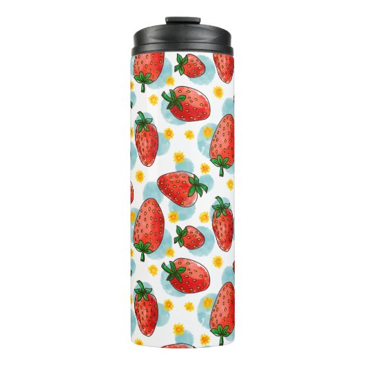 Aardbeien & Daisies Thermal Tumbler Thermosbeker (Voorkant)