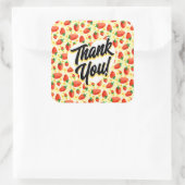 Aardbeien & Daisies Waterverf Dank u Vierkante Sticker (Tas)