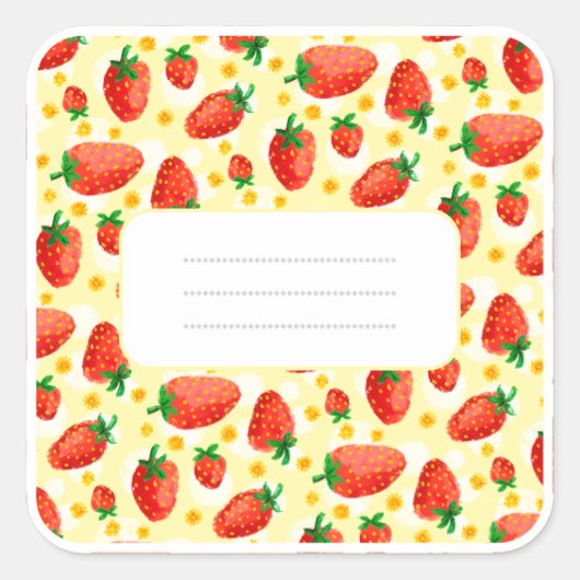 Aardbeien & Daisies Waterverf Sticker (Voorkant)