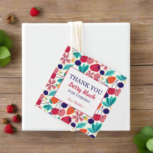 Aardbeien Dank u Berry Veel Baby shower Bedankjes Labels